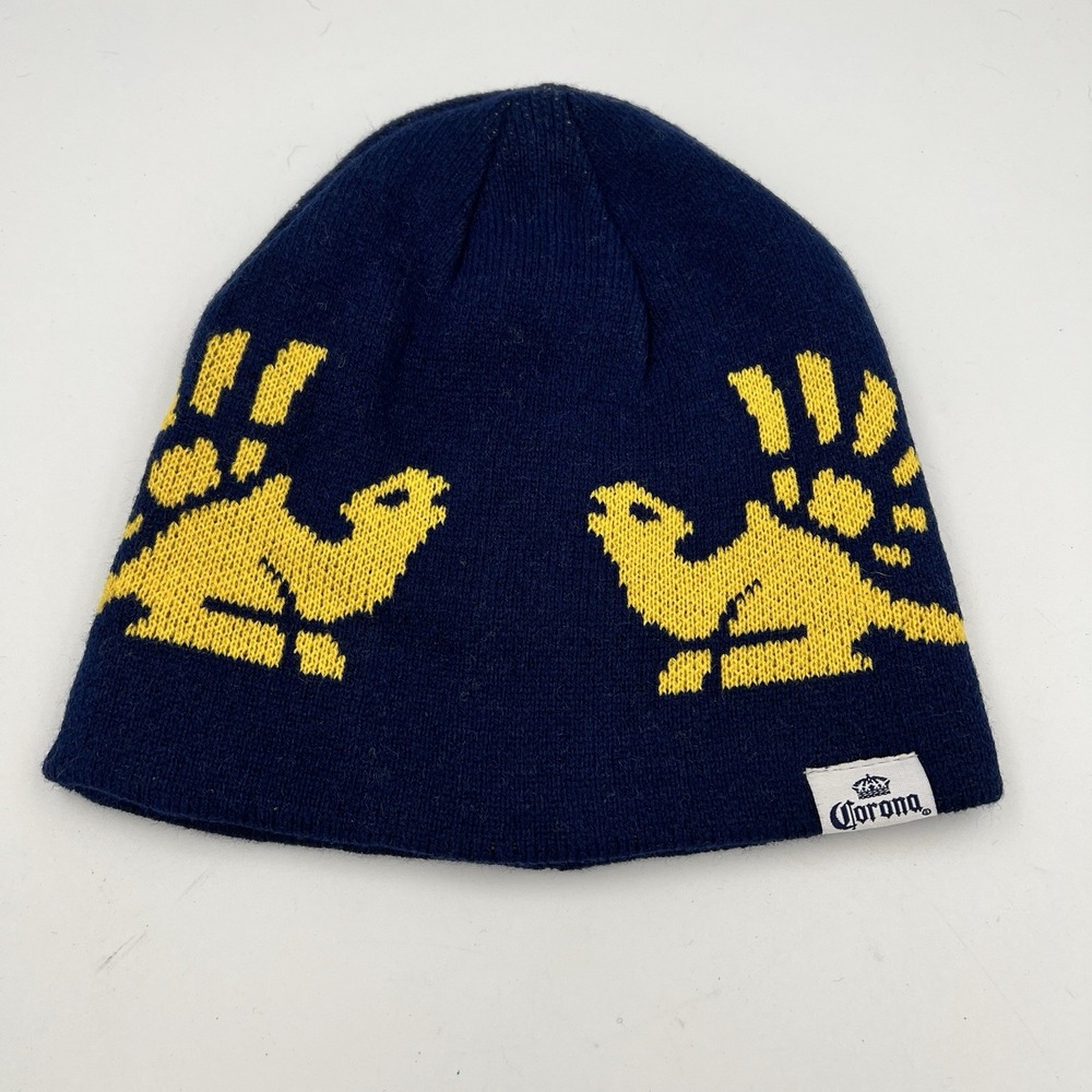 New! Corona Reversible Winter Beanie Hat One Size Navy Blue Yellow Lite Griffins